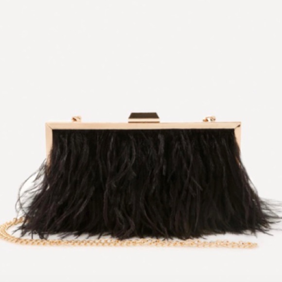 BEBE Luxury OSTRICH Feather Pochette Plume Ella Clutch / Shoulder Bag SOLD - Picture 10 of 13